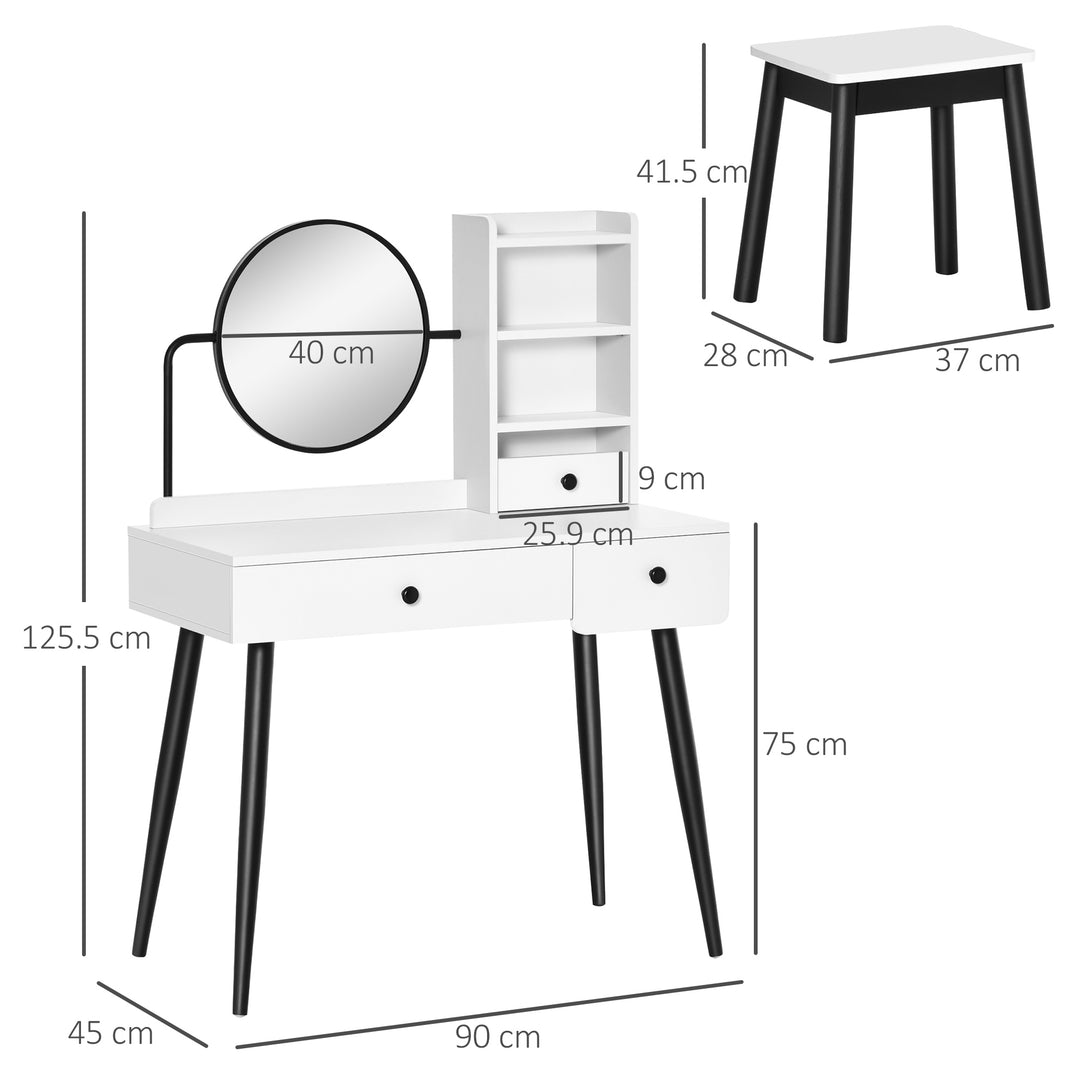 Vanity Dressing Table Set with Mirror and Stool