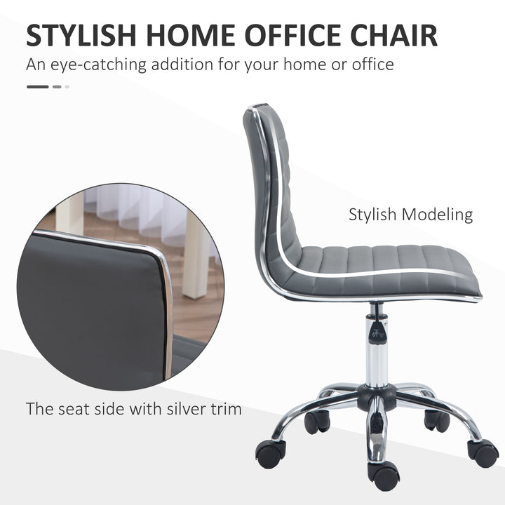 Vinsetto Adjustable Swivel Desk Chair, Armless, PU Leather, Chrome Base, Dark Grey