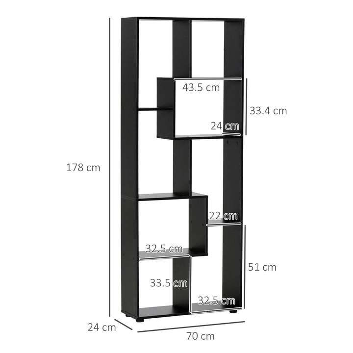 8-Tier Bookshelf: Freestanding Melamine Display Unit