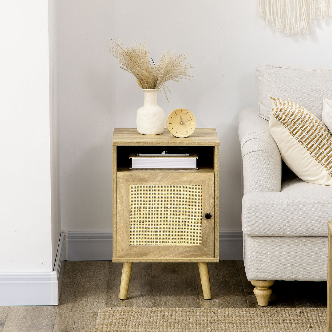 Bedside Table with Rattan Element