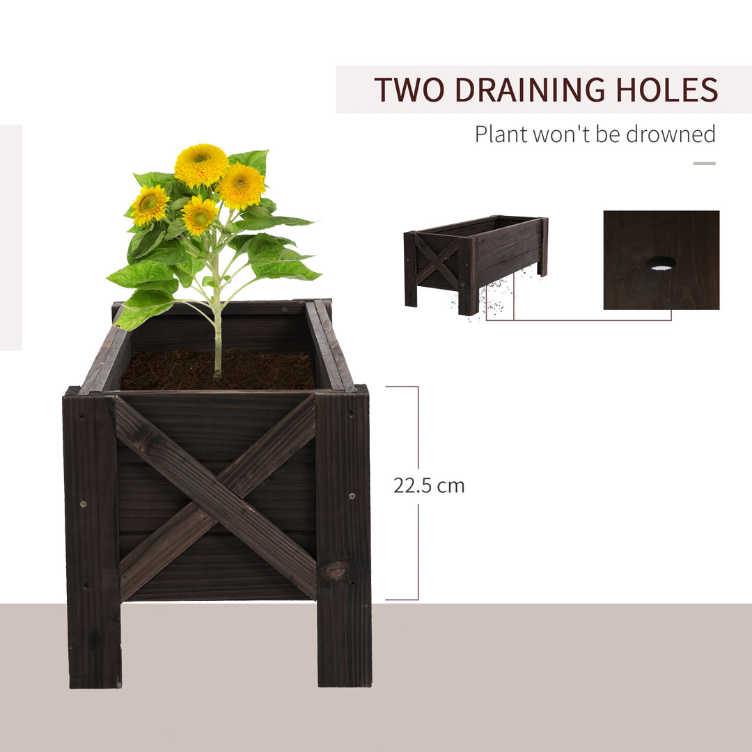 Garden Raised Bed Planter Grow Containers for Outdoor Patio Plant Flower Vegetable Pot Fir Wood