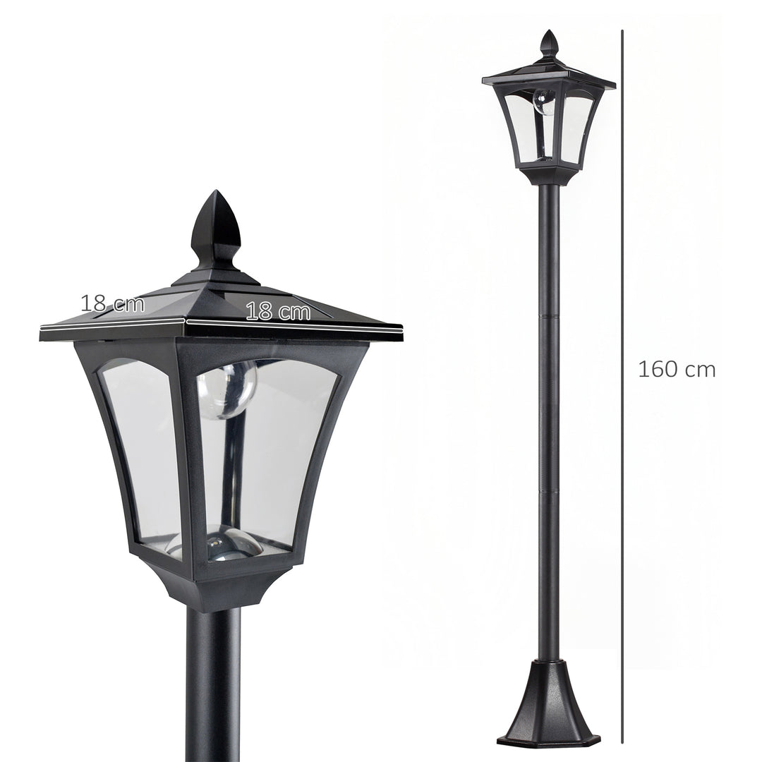 2 Pieces Outdoor Garden Solar Post Lamp Sensor Dimmable LED Lantern Bollard Pathway 1.6M Tall – Black