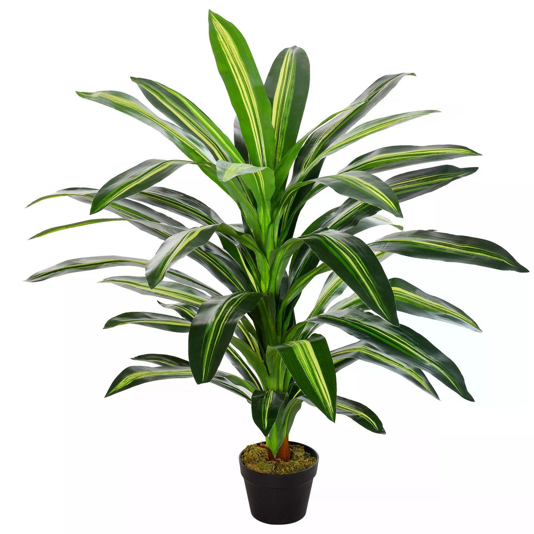 110cm/3.6FT Artificial Dracaena Tree Decorative Plant 40 Leaves with Nursery Pot