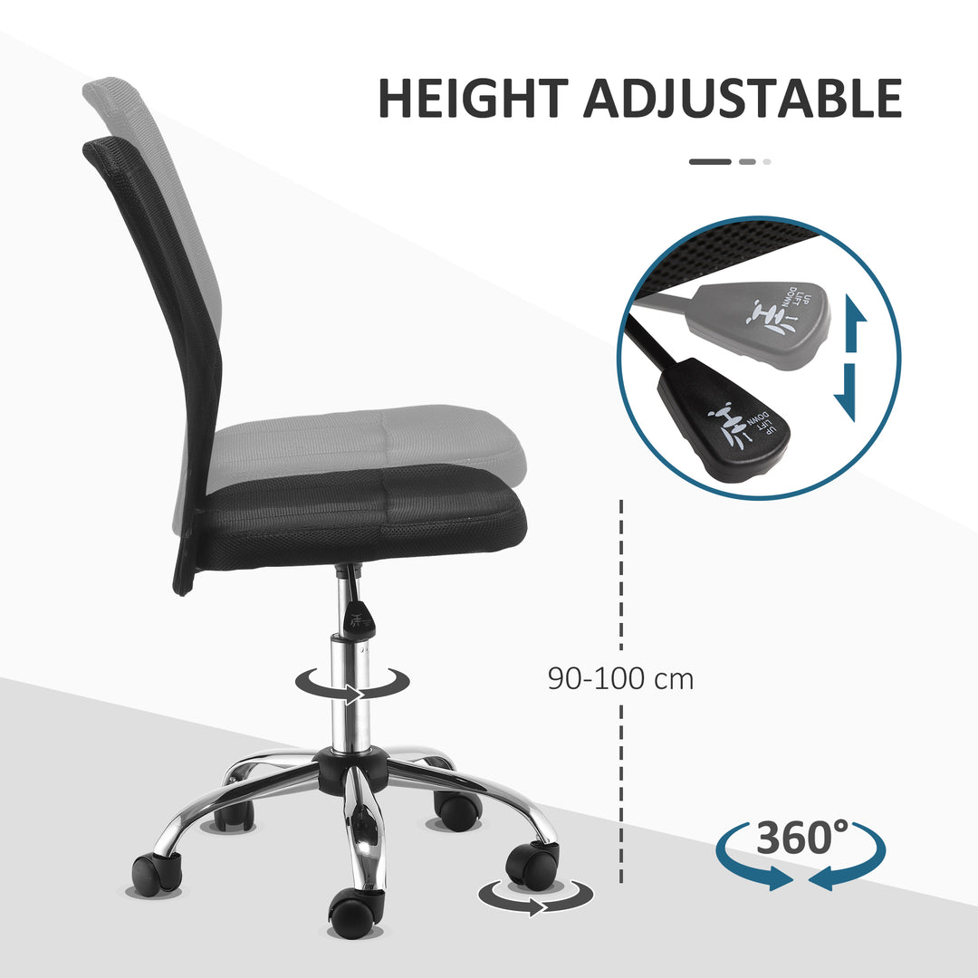 Vinsetto Home Office Mesh Task Chair Ergonomic Armless Mid Back Height Adjustable with Swivel Wheels