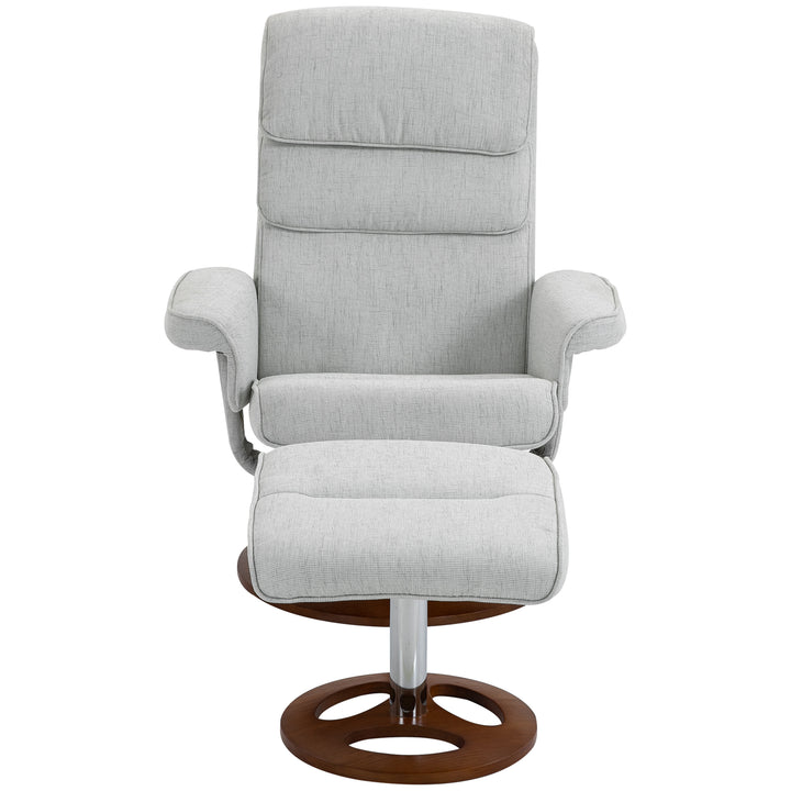 Recliner Chair Ottoman Set 360° Swivel Sofa Stool Modern Soft Thick Padding Wood Base Grey