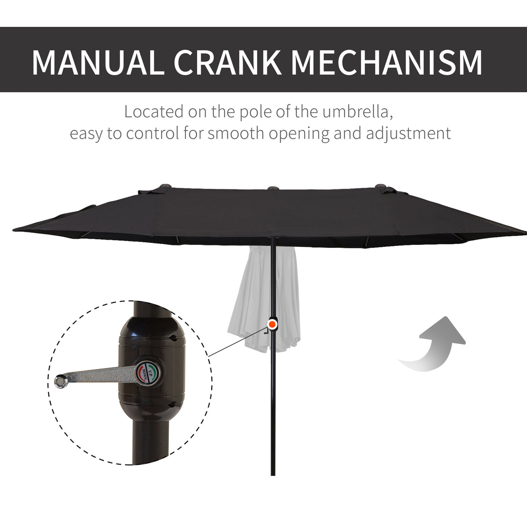 Waterproof 4.6m Double-Sided Patio Parasol Sun Umbrella-Black