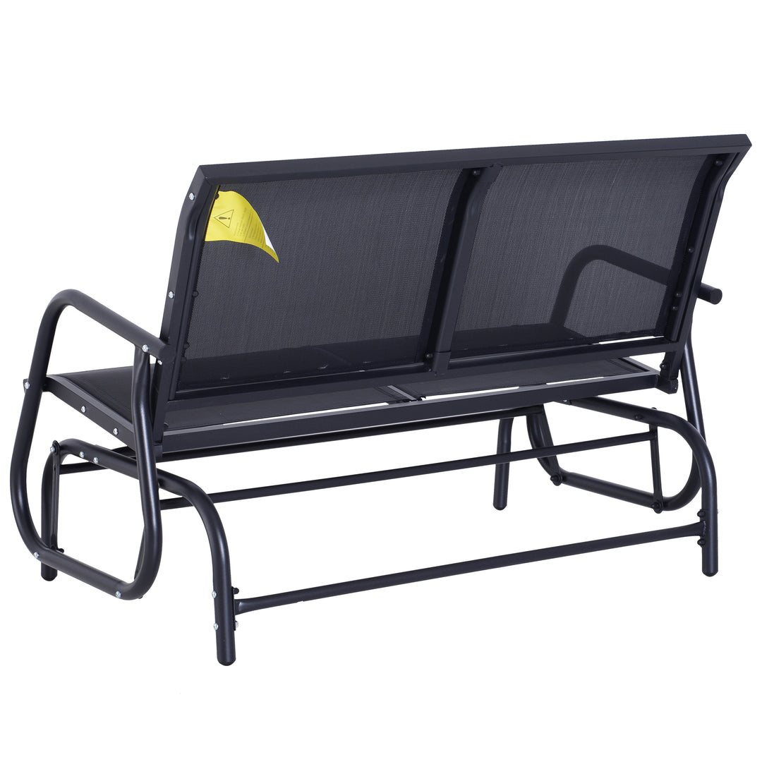 2-Person Outdoor Glider Bench Patio Double Swing Gliding Chair Loveseat w/Power Coated Steel Frame for Garden Porch