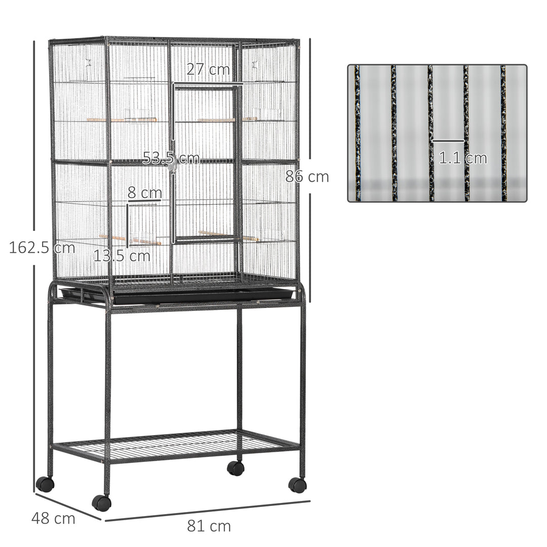 Avian Abode: Wheeled Metal Cage for Canaries & Parakeets