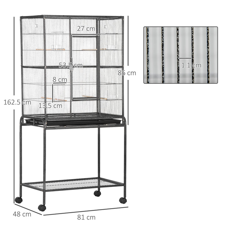 Avian Abode: Wheeled Metal Cage for Canaries & Parakeets