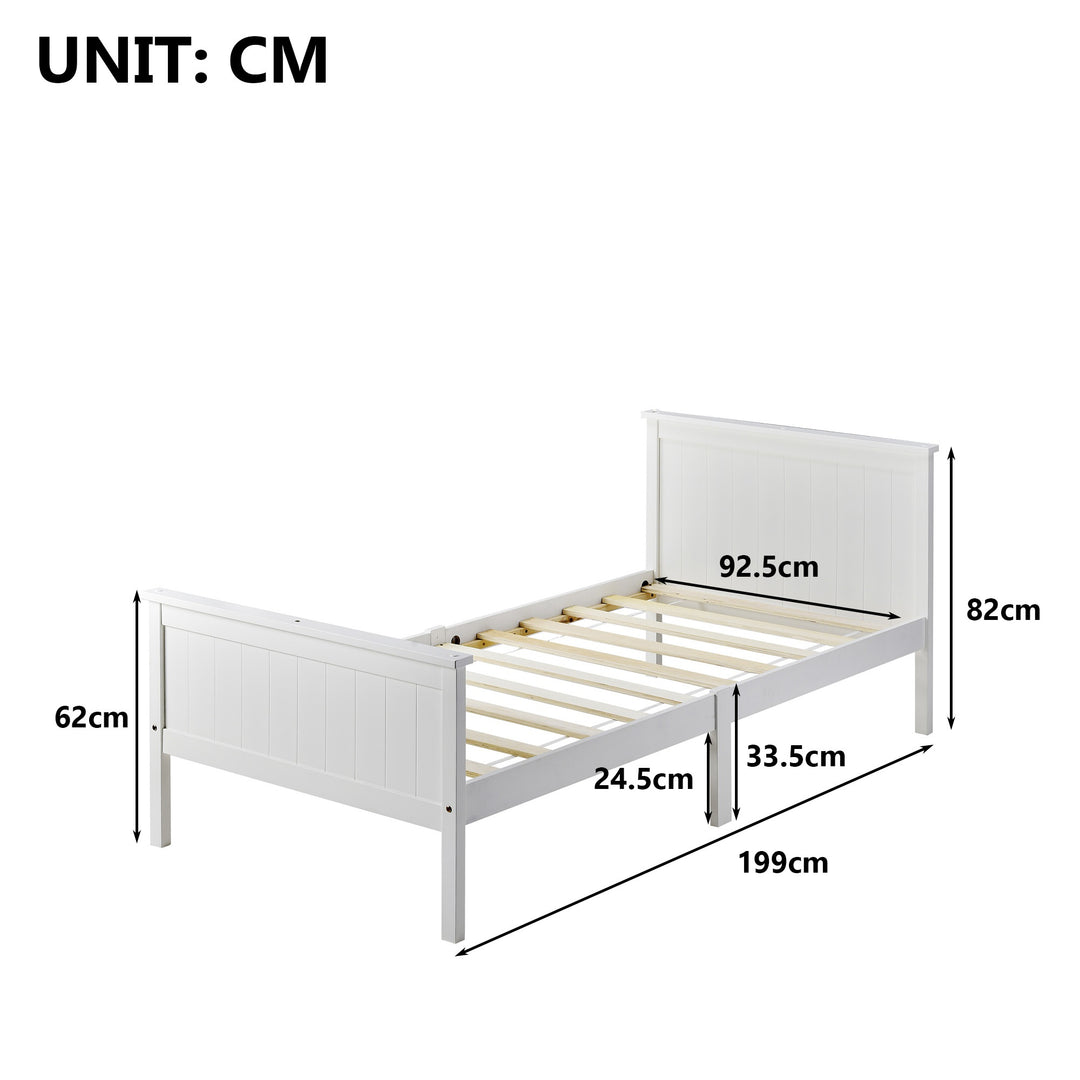 Pine Wood Bed Frame with Headboard and Footboard