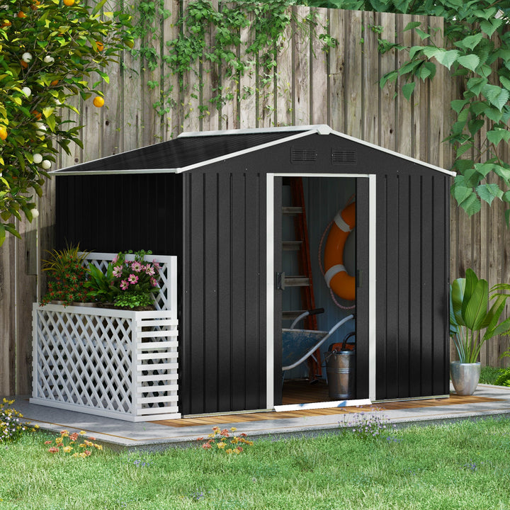 8 x 6ft Garden Storage Shed Double Door Ventilation Windows Sloped Roof Outdoor Equipment Tool