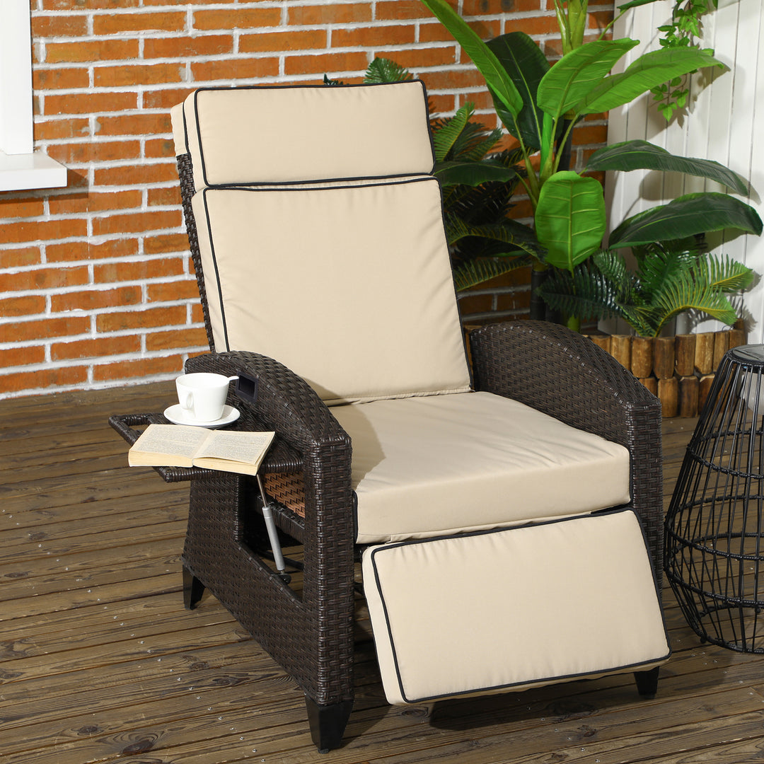 Outdoor Recliner Chair with Adjustable Backrest and Footrest