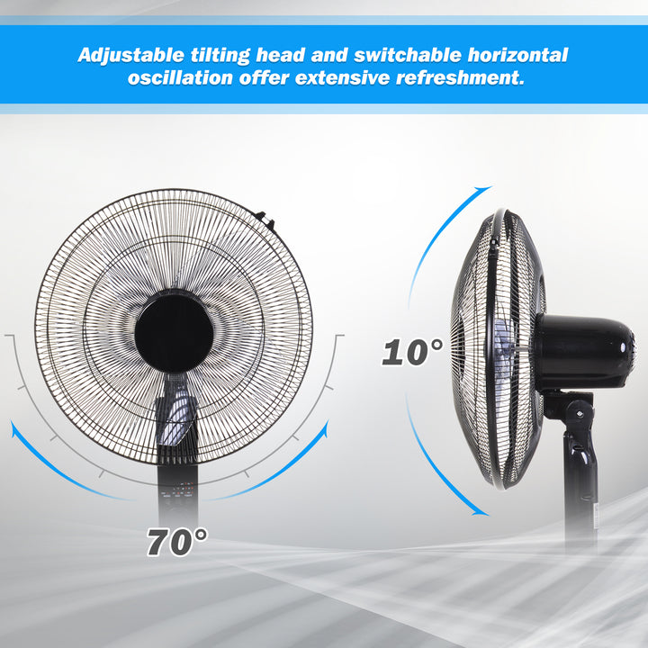 Oscillating Floor Fan W/ Remote Control-Standing Cooling Machine Indoor Air Refresher w/ Adjustable Height