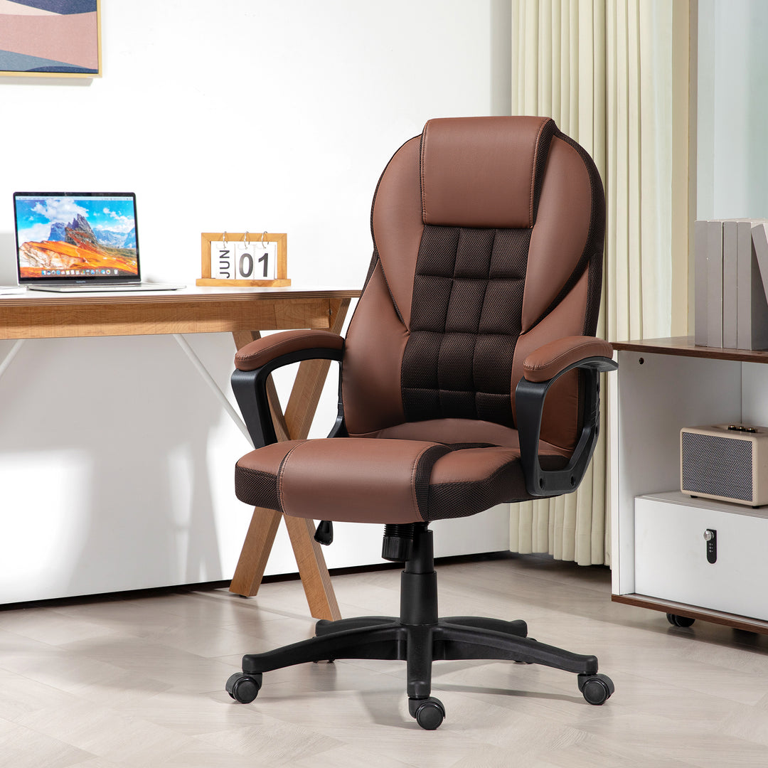 HOMCOM Faux Leather Office Chair, Brown