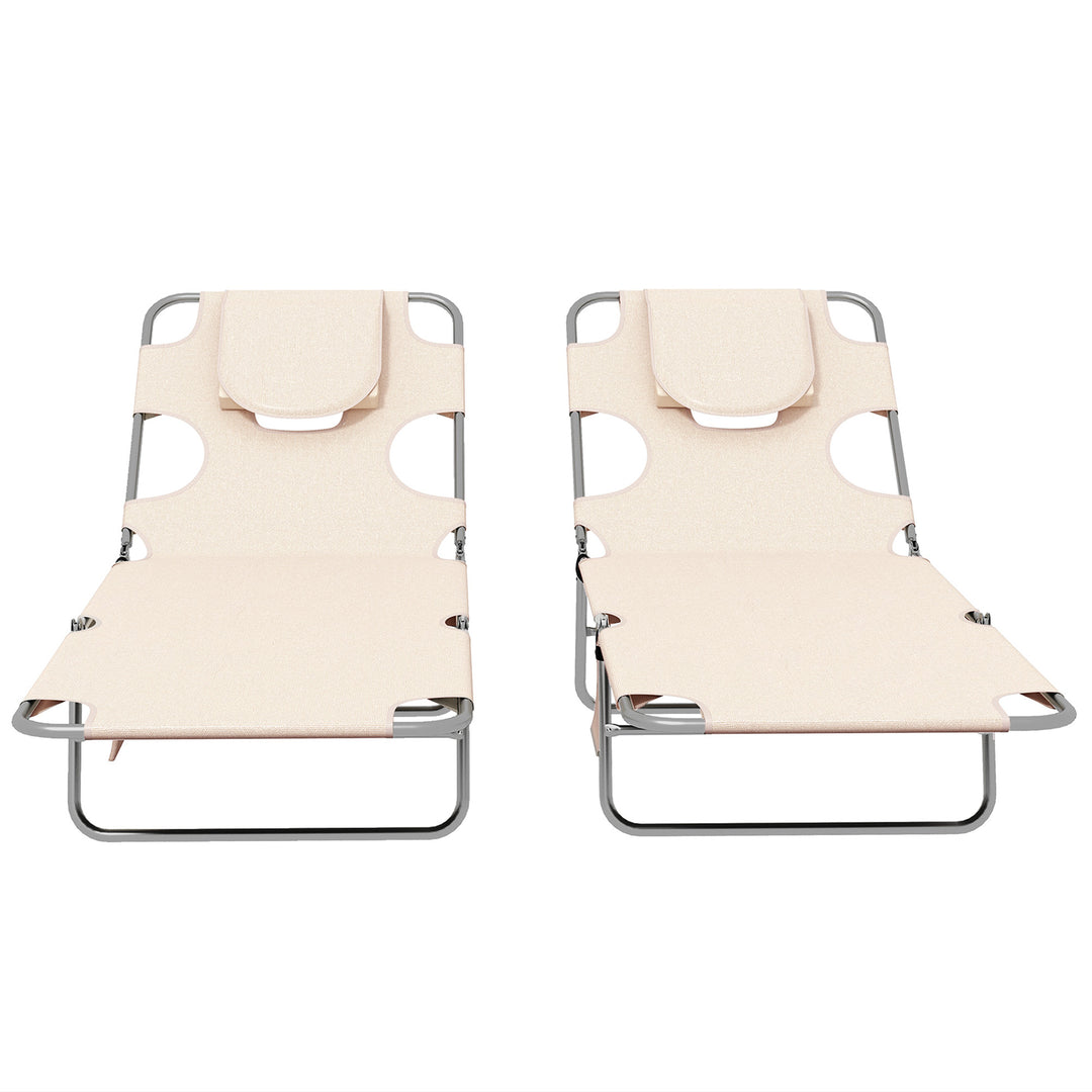 Foldable Sun Lounger Set of 2