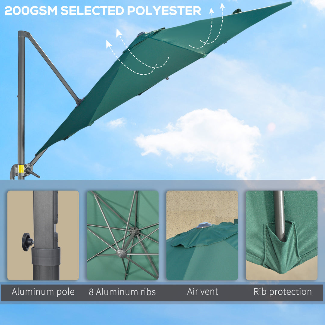 Cantilever Parasol 3x3m with Cross Base