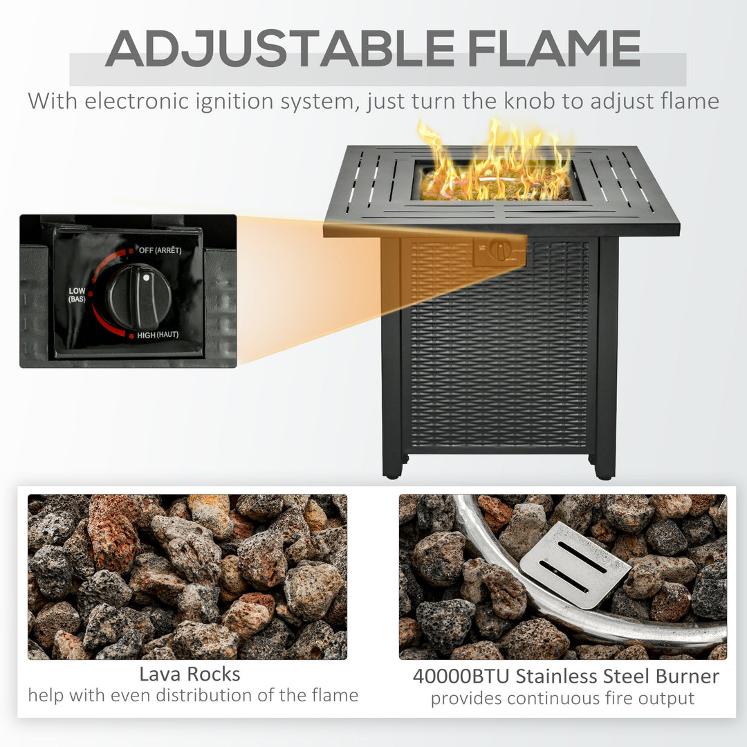 Square Propane Gas Fire Pit Table