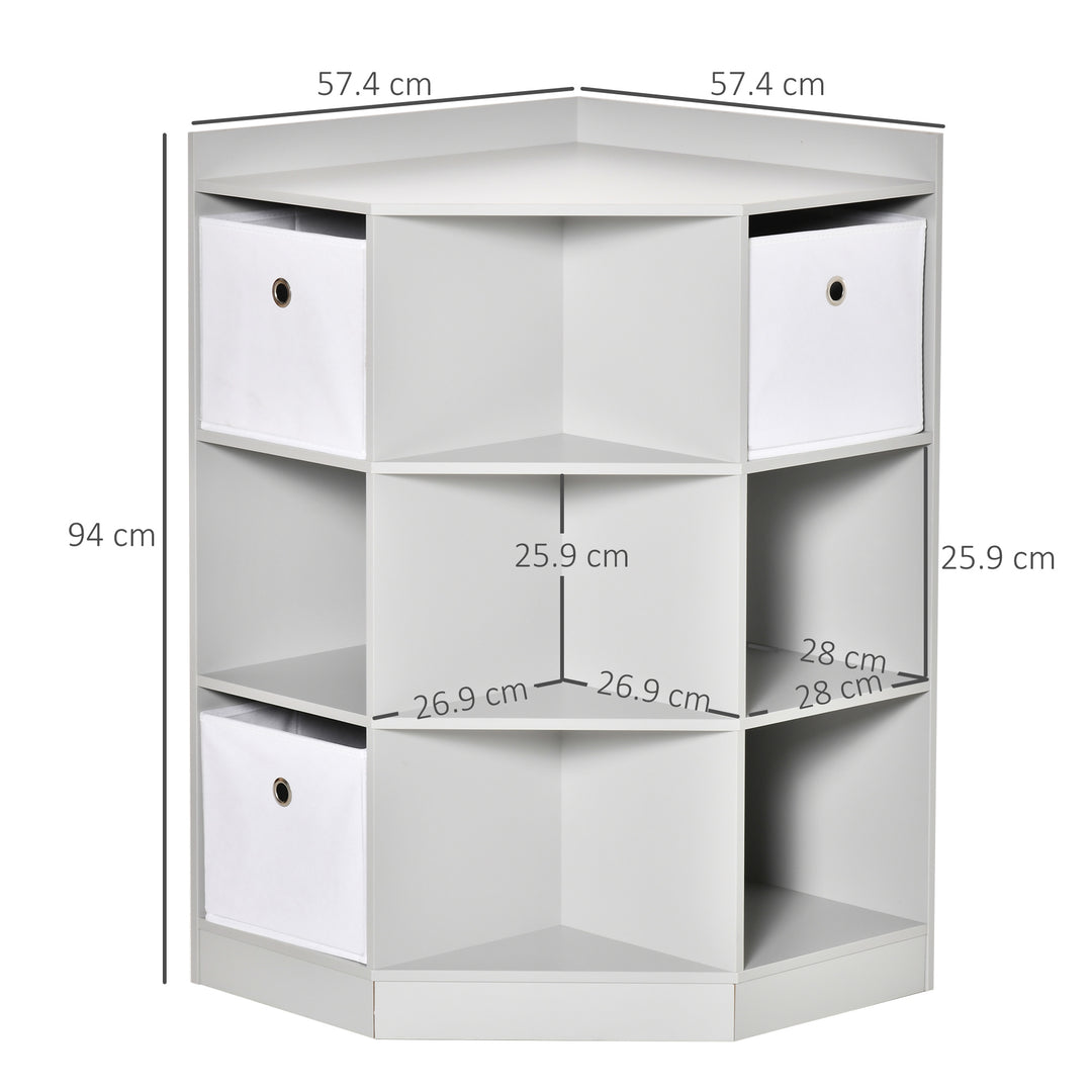 Kids Storage Cabinet Corner Toy Storage Organizer Bookcase for Children's Play Room/Bedroom w/ Anti-tipping Hardware Drawers