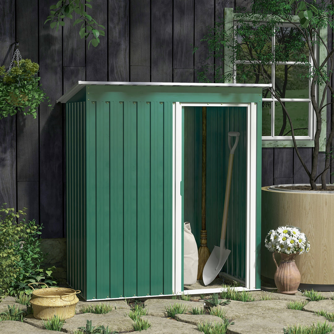 5 x 3ft Garden Storage Shed with Sliding Door and Sloped Roof Outdoor Equipment Tool Garden