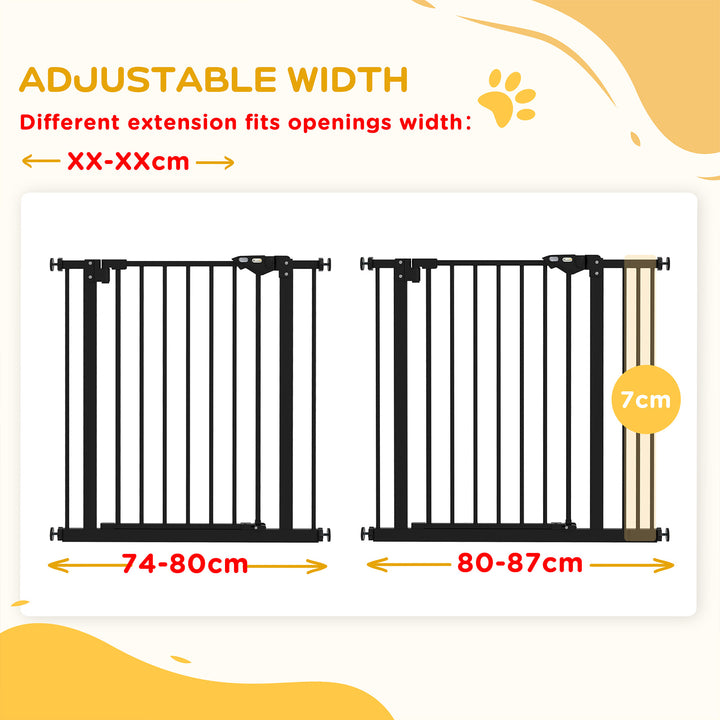 Metal 74-87cm Wide Adjustable Dog Gate Black