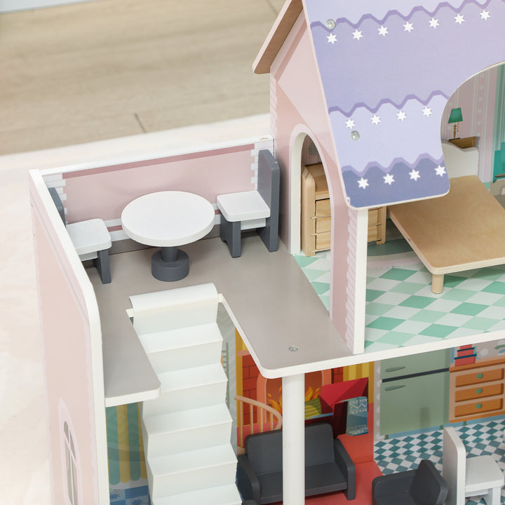 2 Storey Dolls House with 13 Pieces Furniture