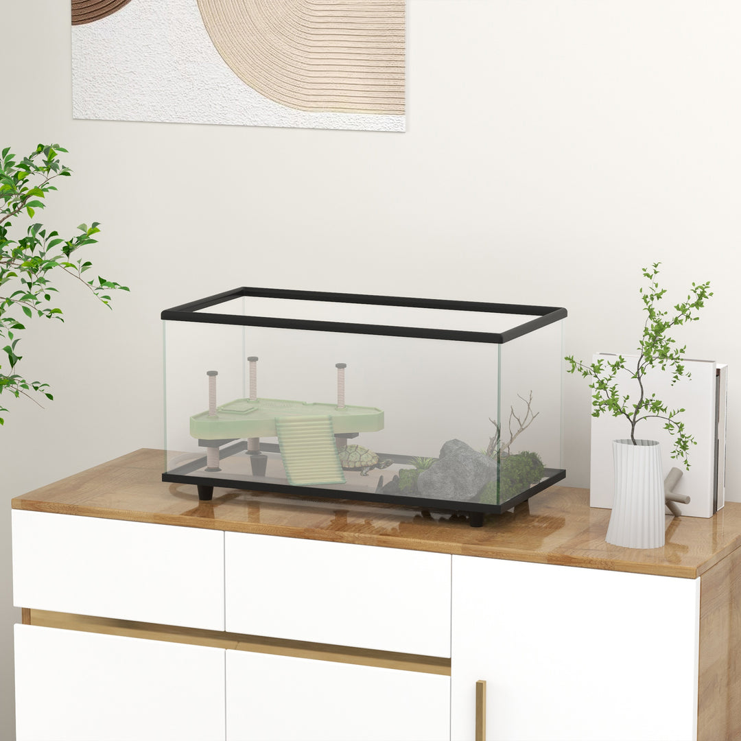 50L Glass Turtle Tank Aquarium with Basking Platform