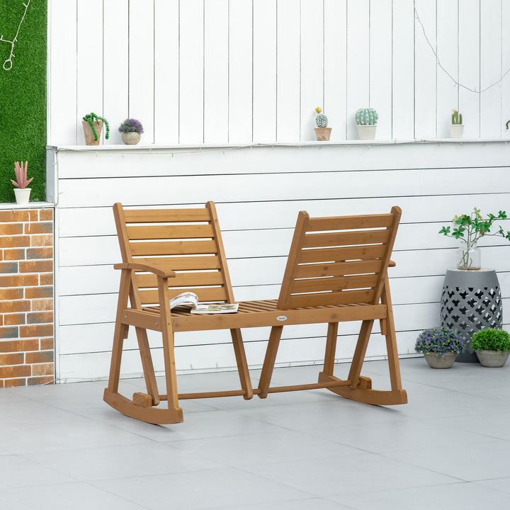 Wooden Garden Rocking Bench with Adjustable Backrests