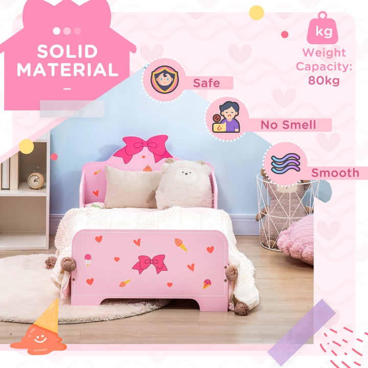 Princess-Themed Toddler Bed with Safety Side Rails and Slats