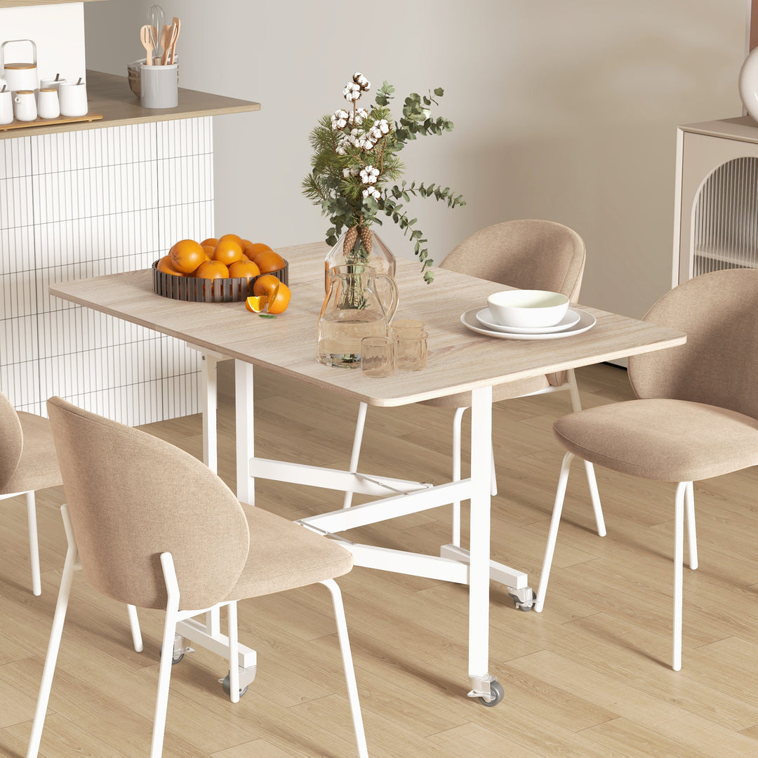 HOMCOM Drop Leaf Dining Table with Metal Frame