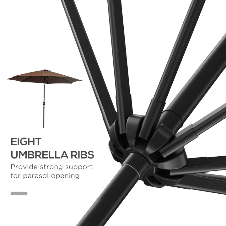 Steel Frame Round Market Patio Sun Umbrella Garden Parasol Outdoor Sunshade Canopy