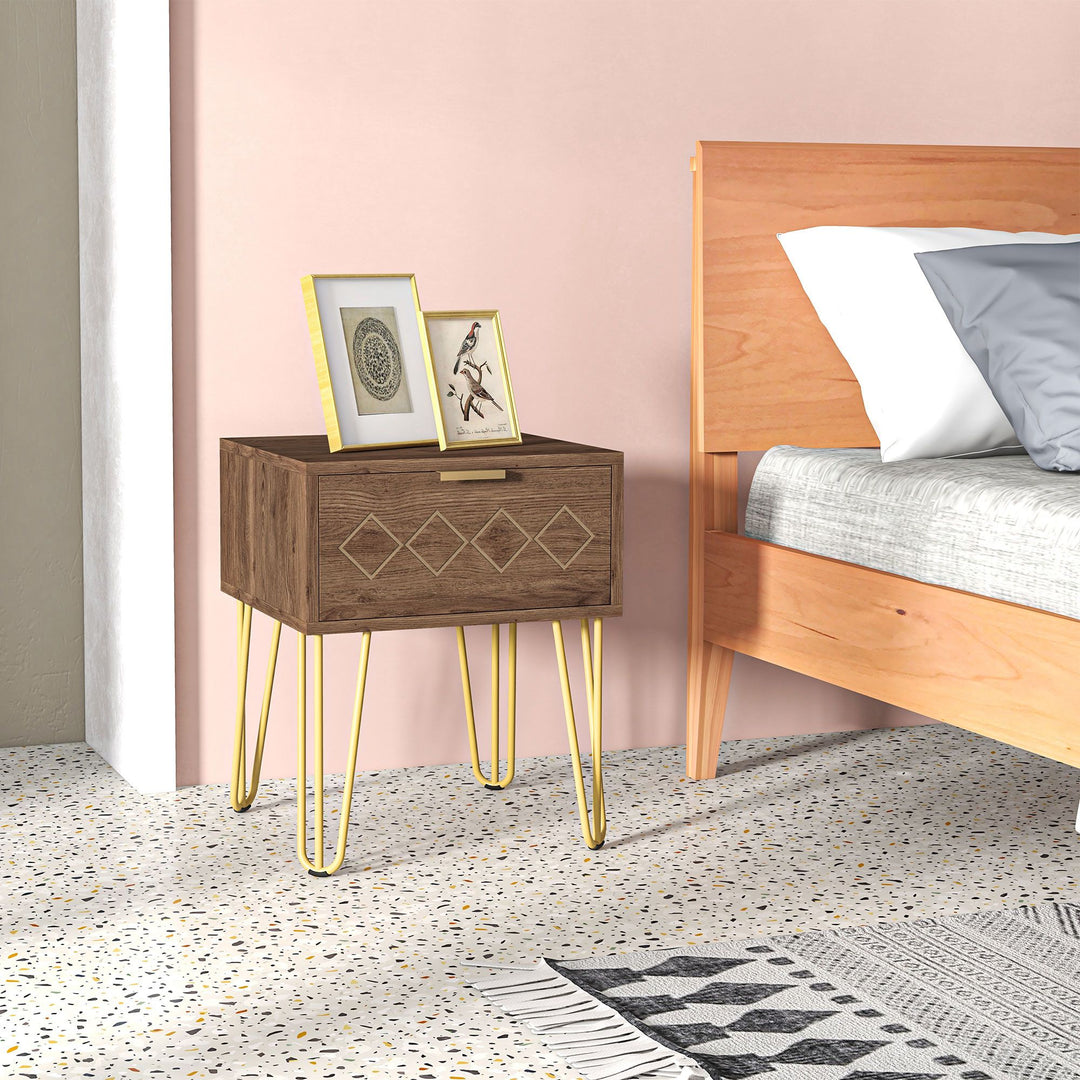 HOMCOM Modern Wooden Bedside Table with Drawer