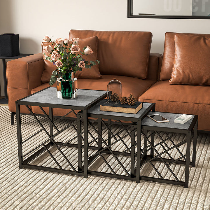 HOMCOM Square Nesting Coffee Tables 