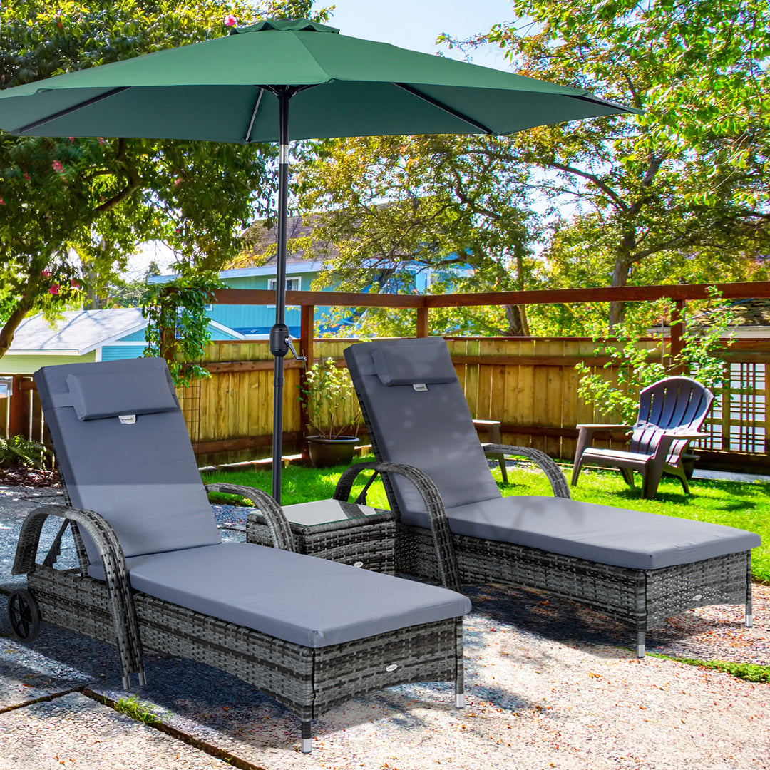 3 Pieces Rattan Sun Loungers