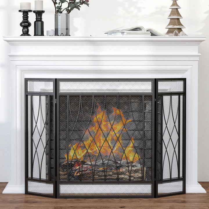 3-Panel Folding Fireplace Screen