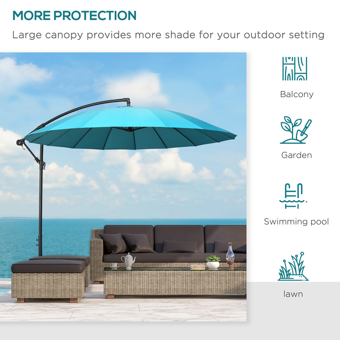 Waterproof 3(m) Cantilever Shanghai Parasol Garden Hanging Banana Sun Umbrella w/ Crank Handle