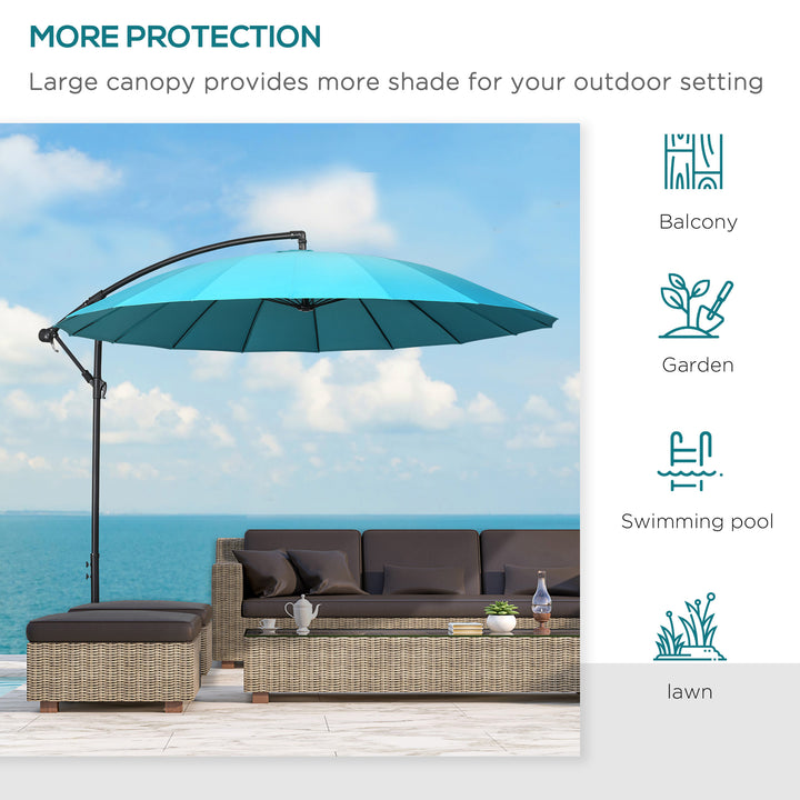 Waterproof 3(m) Cantilever Shanghai Parasol Garden Hanging Banana Sun Umbrella w/ Crank Handle