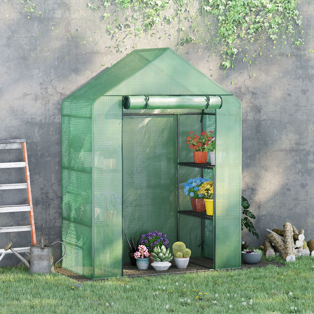 Walk-In Greenhouse Portable Gardening Plant Grow House with 2 Tier Shelf