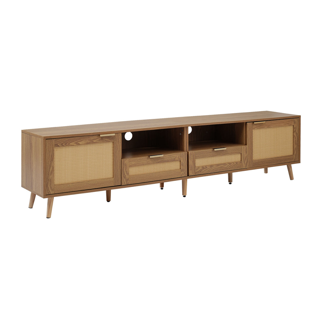 Modern TV Stand with 4 Storage Cabinets & Open Shelves