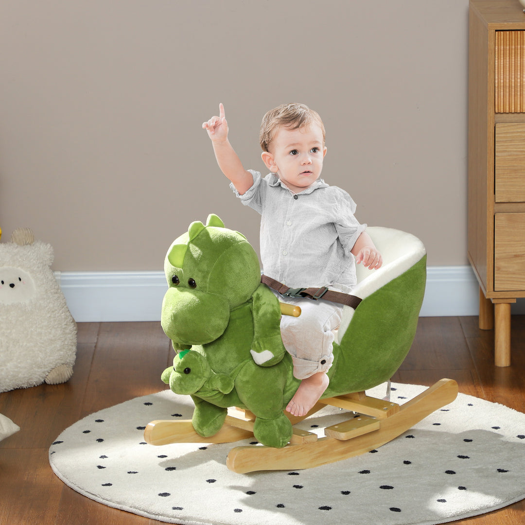 Dinosaur-Shaped Baby Rocking Horse w/ Safety Belt