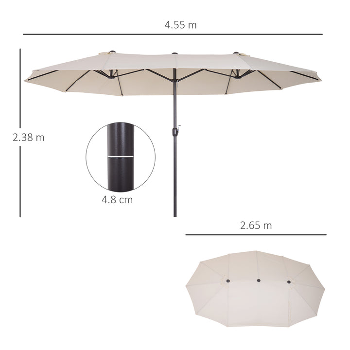 Waterproof 4.6m Garden Parasol Double-Sided Sun Umbrella Patio Market Shelter Canopy Shade Outdoor Beige - NO BASE