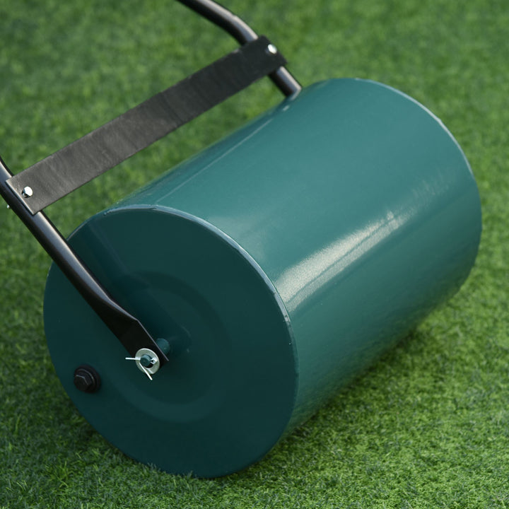 40L Lawn Roller Drum Scraper Bar Collapsible Handle Water or Sand Filled Φ32cm Green