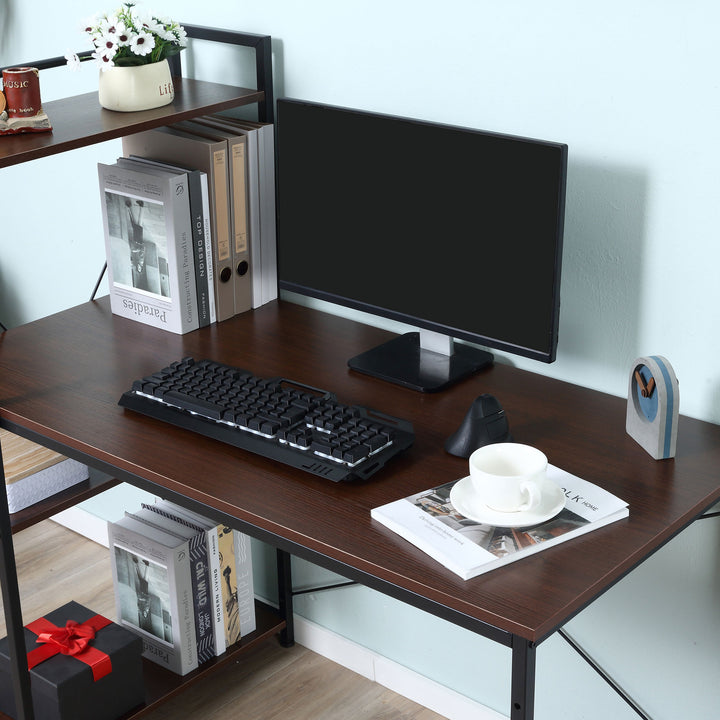 HOMCOM Workstation Desk with Bookshelf