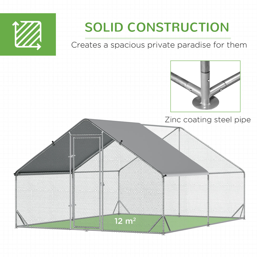 Walk In Chicken Run with Chicken Activity Shelf and Cover