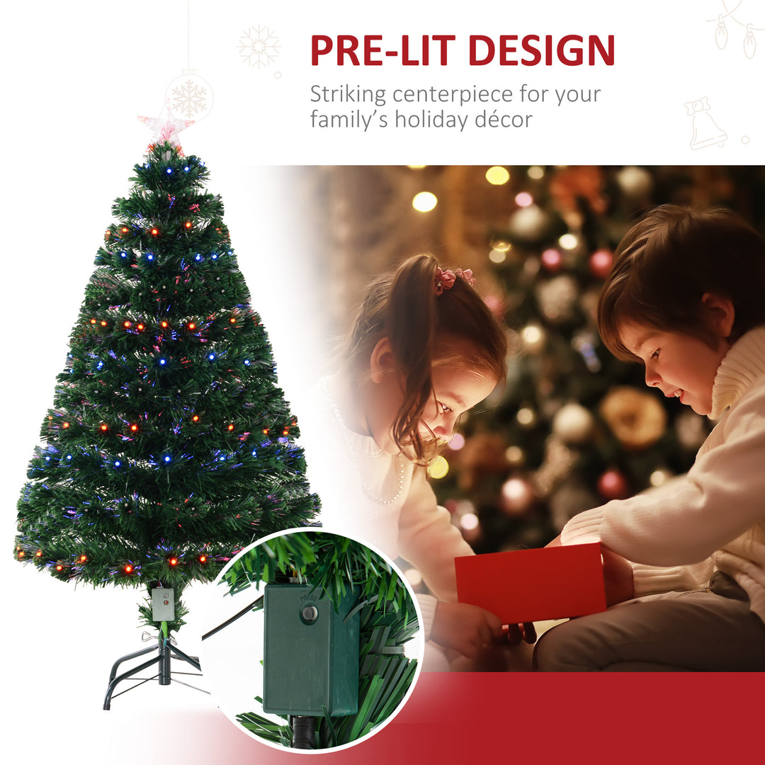 4ft Pre Lit Christmas Tree Artificial Tree with Multi-Coloured Fiber Optic LED Light(4ft (120cm))