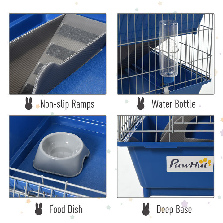 Metal 2-Tier Small Guinea Pigs Hutches Blue