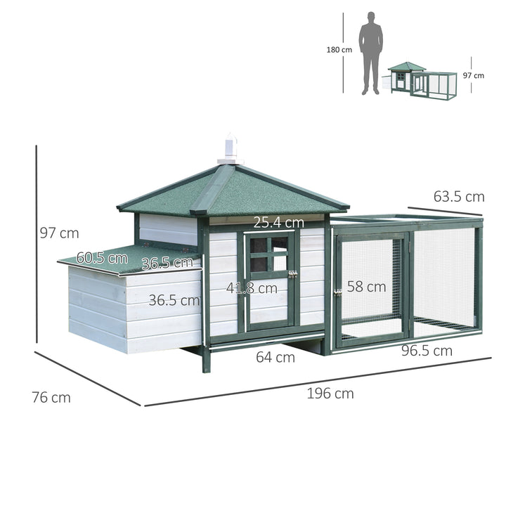 Chicken Coop Small Animal Pet Cage w/ Nesting Box Outdoor Run Wooden