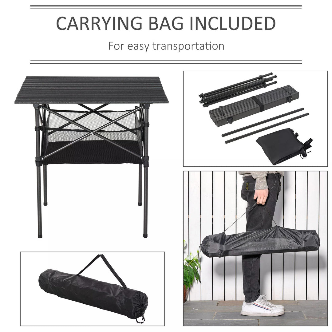 Folding Camping Table with Mesh Storage Bag Lightweight Aluminum Picnic Desk