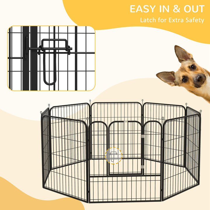 Heavy Duty 8 Panel Dog Play Pen Pet Playpen for Puppy Rabbit Enclosure Foldable Indoor Outdoor 80 x 80 cm