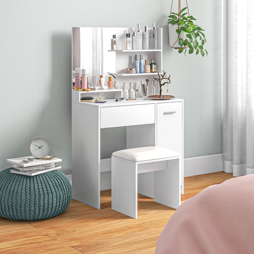 Dressing Table with Mirror and Stool