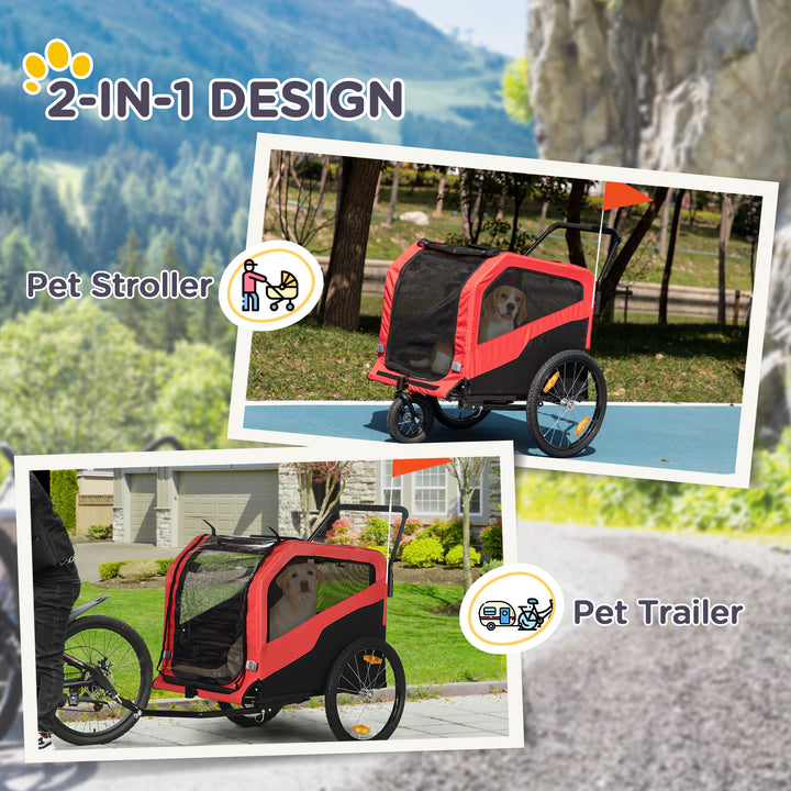 2 in 1 Dog Bike Trailer Pet Stroller for Large Dogs with Hitch